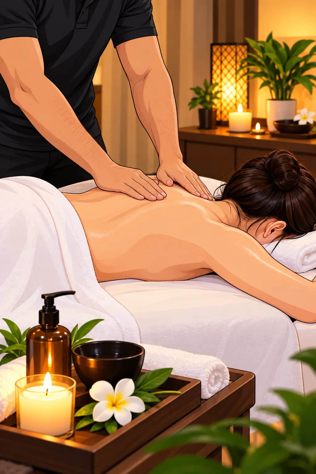 Professional spa at home for women in Hyderabad, with a massage therapist and respectful towel coverage